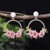 Sweet Soft Ceramic Pearl Flower Earrings With Fashionable Temperament And Floral Earrings