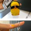 Mini Mink Hair Small Yellow Duck Car Key Ring Pendant Cute Plush Schoolbag Pendant Gift