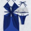 19c63d5c-7852-423a-b1c7-93b30247c766.jpg 3pcs Halter Neck Bikini Beach Summer Solid Color Split Swimsuit Womens Clothing