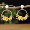 Sweet Soft Ceramic Pearl Flower Earrings With Fashionable Temperament And Floral Earrings