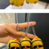 Mini Mink Hair Small Yellow Duck Car Key Ring Pendant Cute Plush Schoolbag Pendant Gift