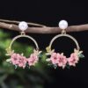 Sweet Soft Ceramic Pearl Flower Earrings With Fashionable Temperament And Floral Earrings