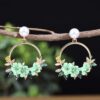 Sweet Soft Ceramic Pearl Flower Earrings With Fashionable Temperament And Floral Earrings