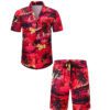 Summer Men's Shirt Top Digital Printing Short Sleeve Suit