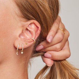 Minimalist Ring Earrings Four Small Pendant Moon