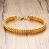 18K Gold Thick Hemp Flowers High-grade Exquisite And Versatile Personality Chain Titanium Steel Bracelet For Men Women Jewelry Gift