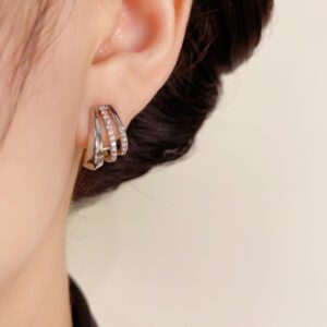 Minority Fashion Design Three-layer Zircon Ear Studs