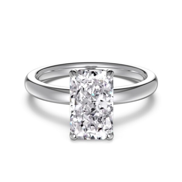 S925 Sterling Silver White Rectangular 8A Ice Flower Cut Single Diamond Simple Design Fashion High Sense Ring