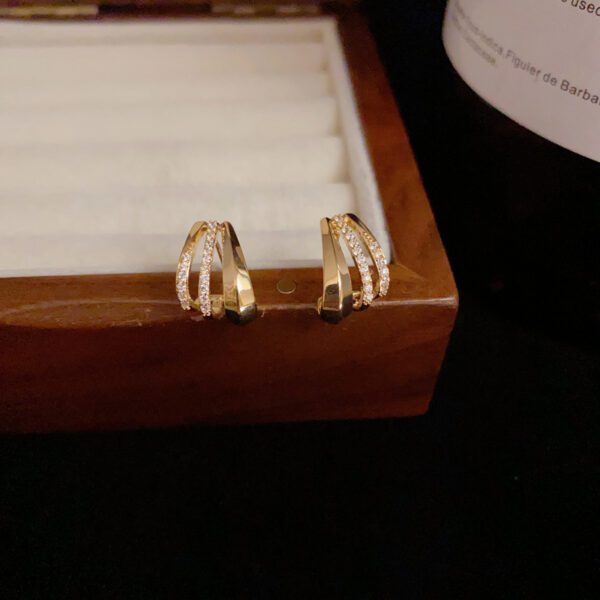 Minority Fashion Design Three-layer Zircon Ear Studs