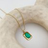 Special Interest Light Luxury Square Plate Green Crystal Eardrops