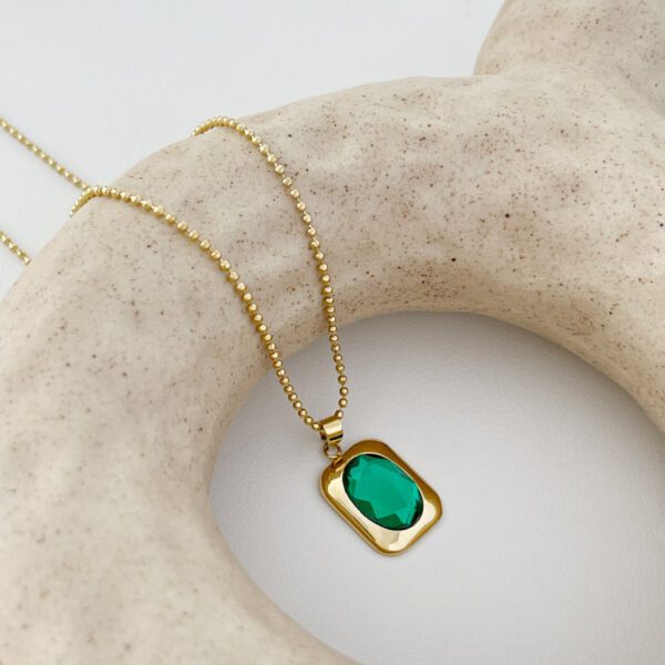 Special Interest Light Luxury Square Plate Green Crystal Eardrops