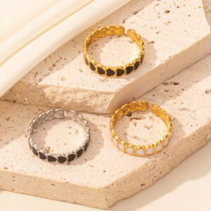 Women's Stainless Steel Niche Heart-shaped Oil Dripping Open Ring