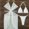a1e361e2-d9c7-4232-a03e-01b6db50bfde.jpg 3pcs Halter Neck Bikini Beach Summer Solid Color Split Swimsuit Womens Clothing