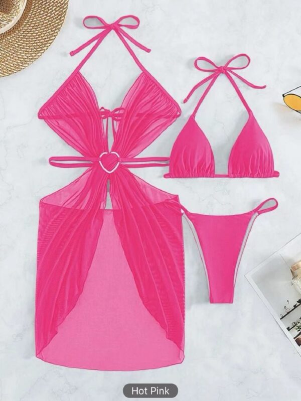 b3032f3e-6fdd-4217-9624-a3048df4a1b4.jpg 3pcs Halter Neck Bikini Beach Summer Solid Color Split Swimsuit Womens Clothing