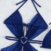 c3f152eb-3cd3-4c90-8ab3-abfd718b82d5.jpg 3pcs Halter Neck Bikini Beach Summer Solid Color Split Swimsuit Womens Clothing