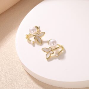 Small Niche Design, Pearl Shell, Butterfly Earrings, Female Korean Personality, Simple And Versatile Temperament, Fashionable Earrings And Earrings