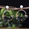 Sweet Soft Ceramic Pearl Flower Earrings With Fashionable Temperament And Floral Earrings
