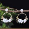 Sweet Soft Ceramic Pearl Flower Earrings With Fashionable Temperament And Floral Earrings